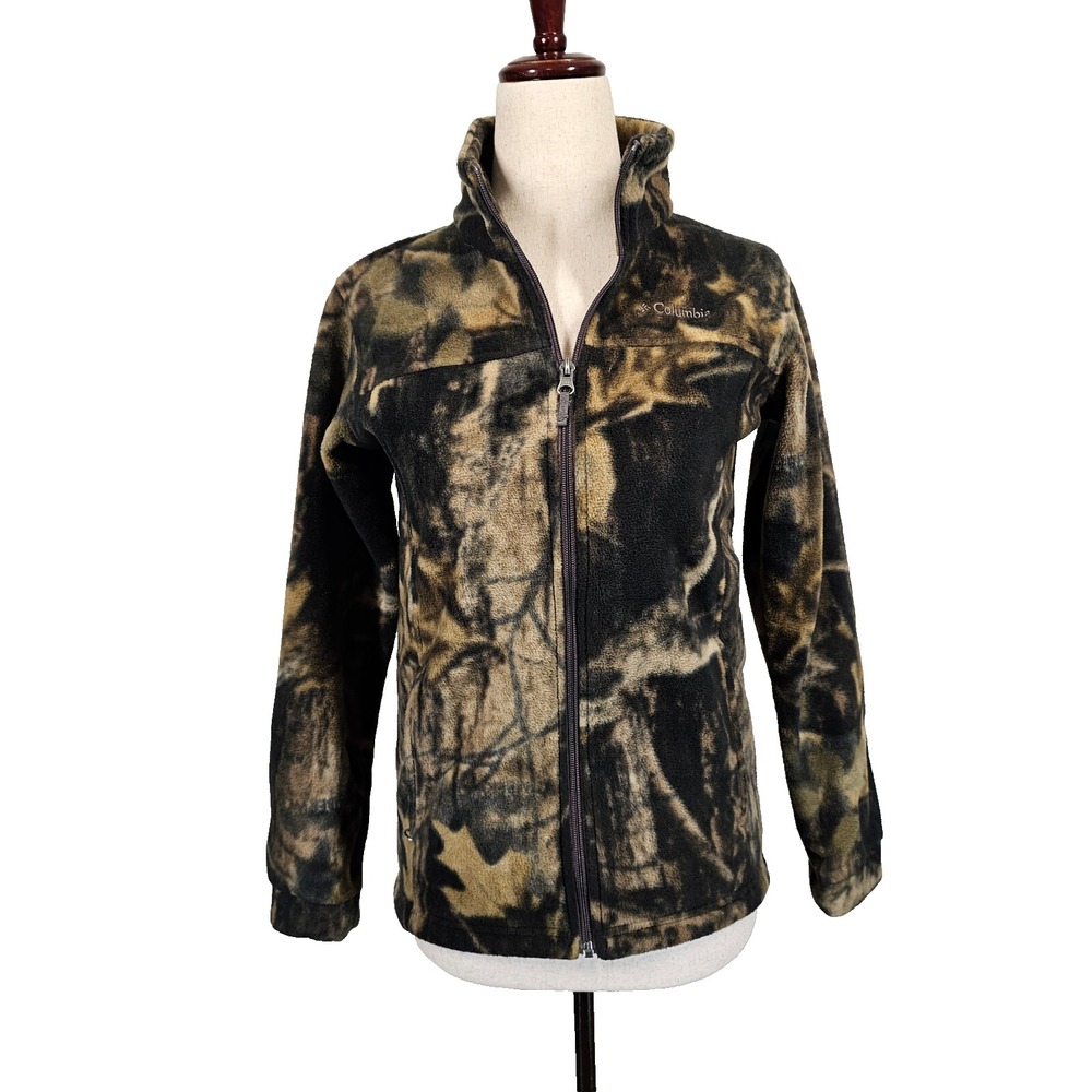 Columbia Jacket Youth M 10/12 Camouflage Camo Fleece‎ Full Zip Long Sleeve Youth